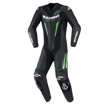 Leather Motorcycle Suits Alpinestars GP Force V2 Leather Suit 1PC Black Green