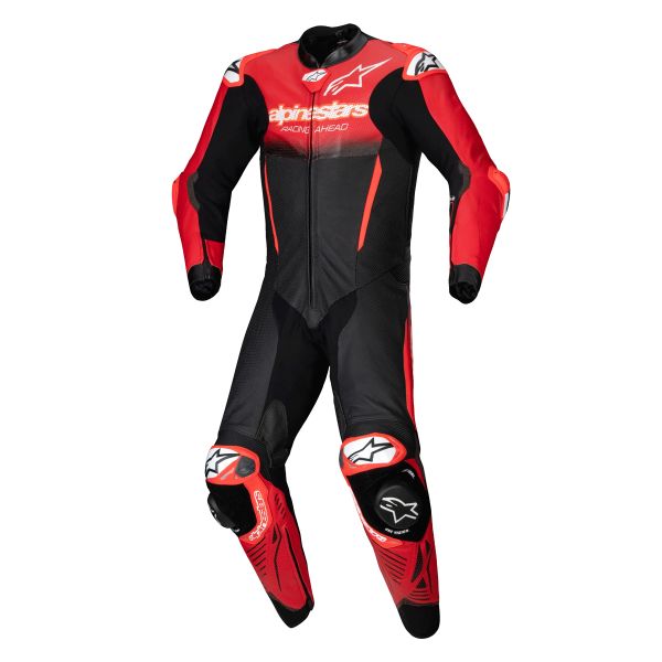 Leather Motorcycle Suits Alpinestars GP-R7 1PC Black Mid Red Leather Motorcycle Suits Alpinestars GP-R7 1PC Black Mid Red