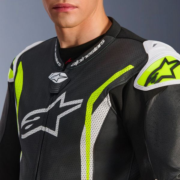 Alpinestars GP Tech V5 1 PC Leather Suit Black White Yellow Fluo