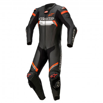 Leather Motorcycle Suits Alpinestars Missile V2 Ignition 1PC Suit Black Red Fluo