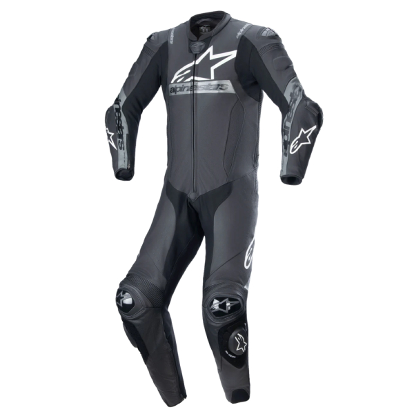 Leather Motorcycle Suits Alpinestars Missile V2 Ward 1PC Black Metallic Grey Leather Motorcycle Suits Alpinestars Missile V2 Ward 1PC Black Metallic Grey