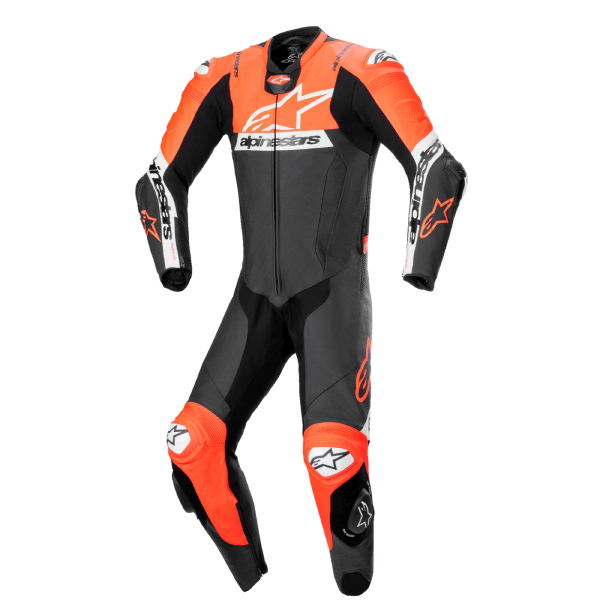 Leather Motorcycle Suits Alpinestars Missile V2 Ward 1PC Black Red Fluo White Leather Motorcycle Suits Alpinestars Missile V2 Ward 1PC Black Red Fluo White