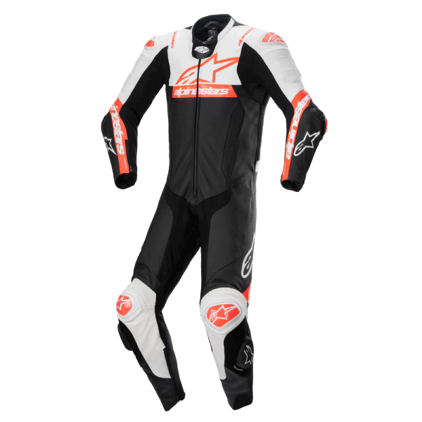 Leather Motorcycle Suits Alpinestars Missile V2 Ward 1PC Black White Red Fluo Leather Motorcycle Suits Alpinestars Missile V2 Ward 1PC Black White Red Fluo
