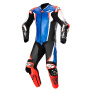 Leather Motorcycle Suits Alpinestars Racing Absolute V2 1PC Metallic Blue Black White Red Fluo