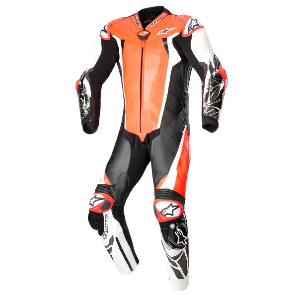 Leather Motorcycle Suits Alpinestars Racing Absolute V2 1PC Red Fluo White Black Leather Motorcycle Suits Alpinestars Racing Absolute V2 1PC Red Fluo White Black