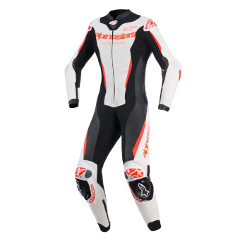 Leather Motorcycle Suits Alpinestars Stella GP-R7 1PC Leather Suit White Black Red Fluo