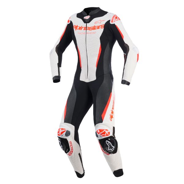 Leather Motorcycle Suits Alpinestars Stella GP-R7 1PC Leather Suit White Black Red Fluo