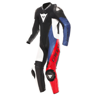 Leather Motorcycle Suits Dainese Demon Sprint 1PC Leather Black White Red Lava
