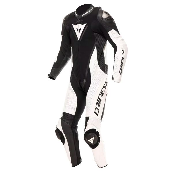 Leather Motorcycle Suits Dainese Demon Sprint 1PC Leather Black White White