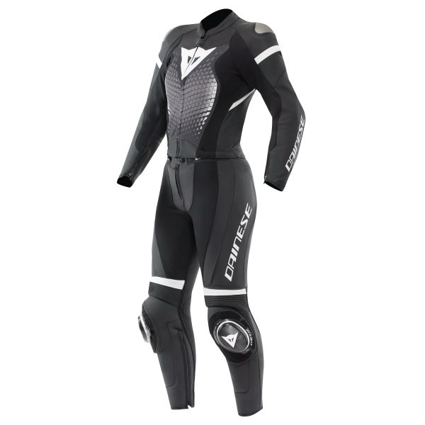Leather Motorcycle Suits Dainese Fulminea 2PCS Leather Black White