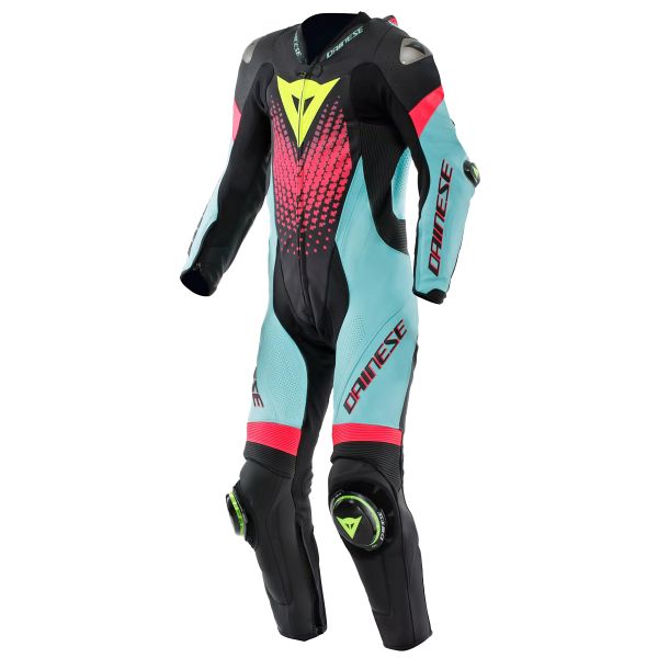 Leather Motorcycle Suits Dainese Laguna Seca 6 Perf 1PC Leather Black Water Fuxia