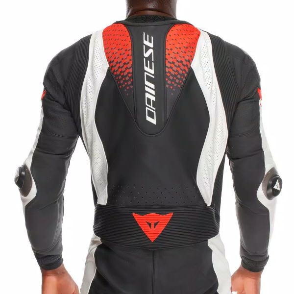 Dainese Laguna Seca 6 Perf 1PC Leather Black White Red Fluo