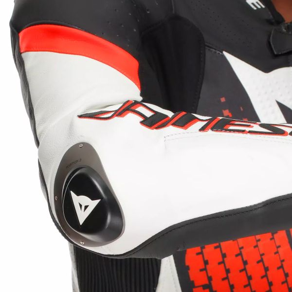 Dainese Laguna Seca 6 Perf 1PC Leather Black White Red Fluo