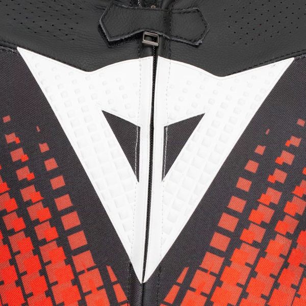 Dainese Laguna Seca 6 Perf 1PC Leather Black White Red Fluo