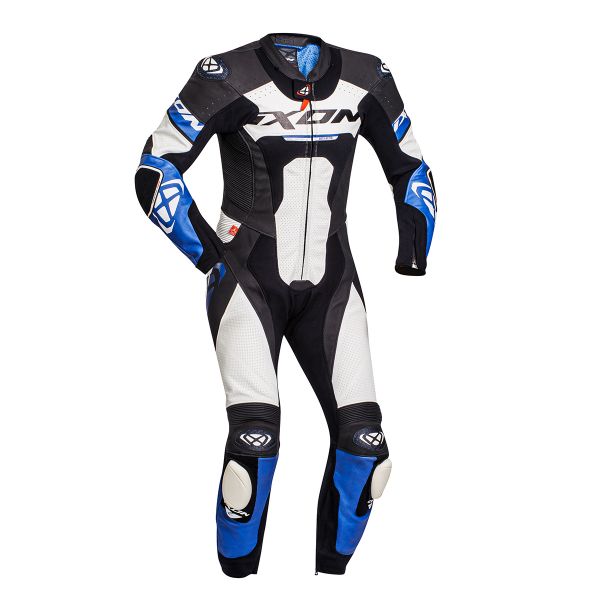 Leather Motorcycle Suits Ixon Jackal Black White Blue