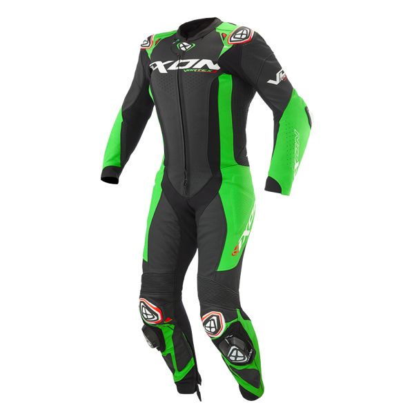 Leather Motorcycle Suits Ixon Vortex 3 Black Green Leather Motorcycle Suits Ixon Vortex 3 Black Green
