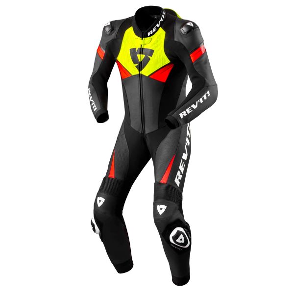 Leather Motorcycle Suits REV'IT Argon 2 Black Neon Yellow