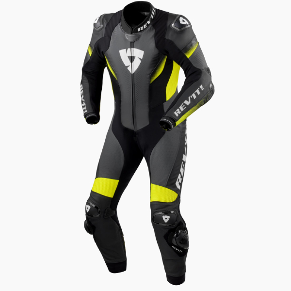 Leather Motorcycle Suits REV'IT Control Black Neon Yellow 1PC