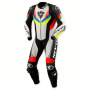 Leather Motorcycle Suits REV'IT One Piece Quantum 3 Light Grey Neon Yellow