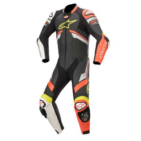 Leather Motorcycle Suits Alpinestars GP Plus V3 Suit Black Red Fluo White