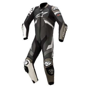 Leather Motorcycle Suits Alpinestars GP Plus V3 Suit Black White Metallic Gray
