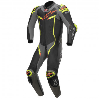 Leather Motorcycle Suits Alpinestars GP Pro V3 Tech-Air Compatible Black Grey Yellow Fluo