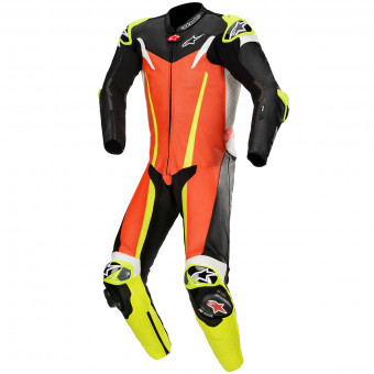 Leather Motorcycle Suits Alpinestars GP Tech V3 Tech-Air Compatible Red Yellow Black Fluo