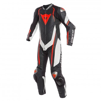Leather Motorcycle Suits Dainese Kyalami 1PC Perforated Black White Fluo Red