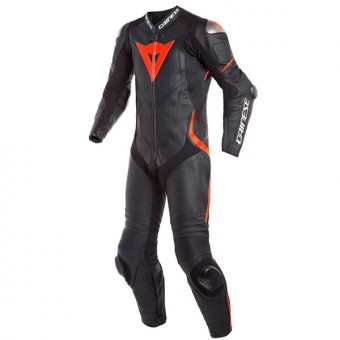 Leather Motorcycle Suits Dainese Laguna Seca 4 1PC Perforated Black Fluo Red