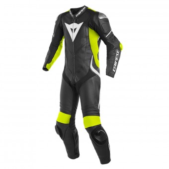 Leather Motorcycle Suits Dainese Laguna Seca 4 1PC Perforated Black Fluo Yellow