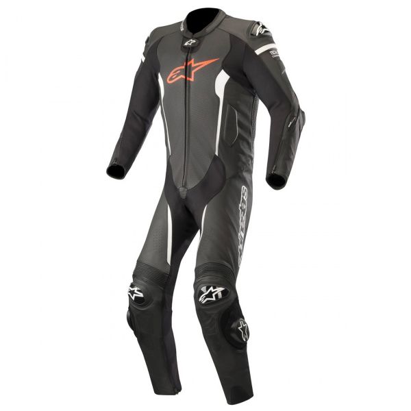 Leather Motorcycle Suits Alpinestars Missile Suit Black Red Fluo White