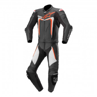 Leather Motorcycle Suits Alpinestars Motegi V3 2PC Black Red Fluo White