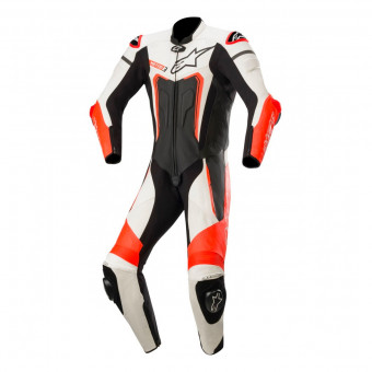 Leather Motorcycle Suits Alpinestars Motegi V3 Black White Red Fluo