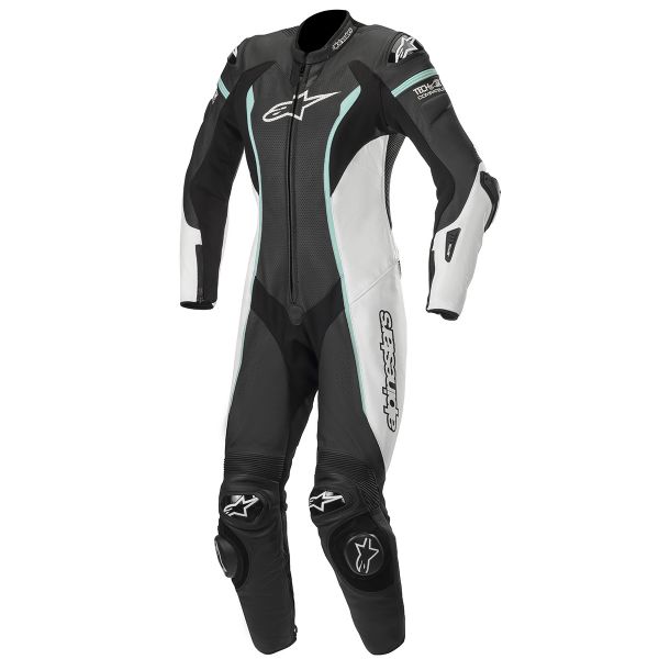 Leather Motorcycle Suits Alpinestars Stella Missile Tech-Air Compatible Black White Teal