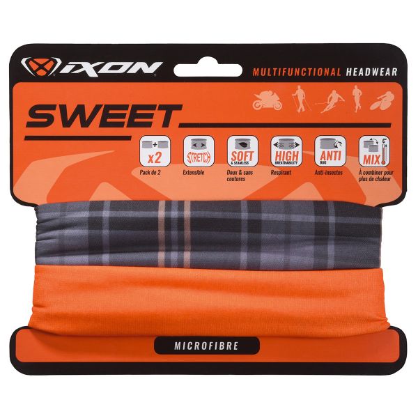 Motorcycle Neck Warmers Ixon Sweet Square Black - Uni Orange