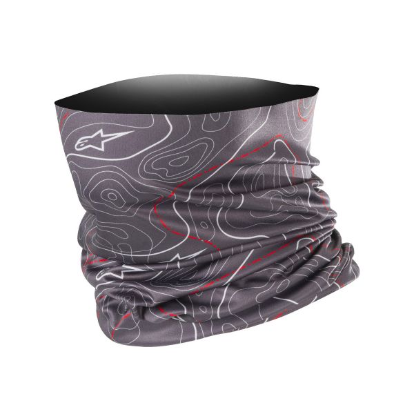 Motorcycle Neck Warmers Alpinestars Contours Neck Tube Charcoal Grey Red