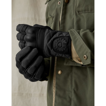 Motorcycle Gloves Belstaff Hampstead Leather Cotton Black Motorcycle Gloves Belstaff Hampstead Leather Cotton Black