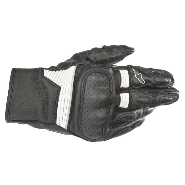 Motorcycle Gloves Alpinestars Axis Leather Black White
