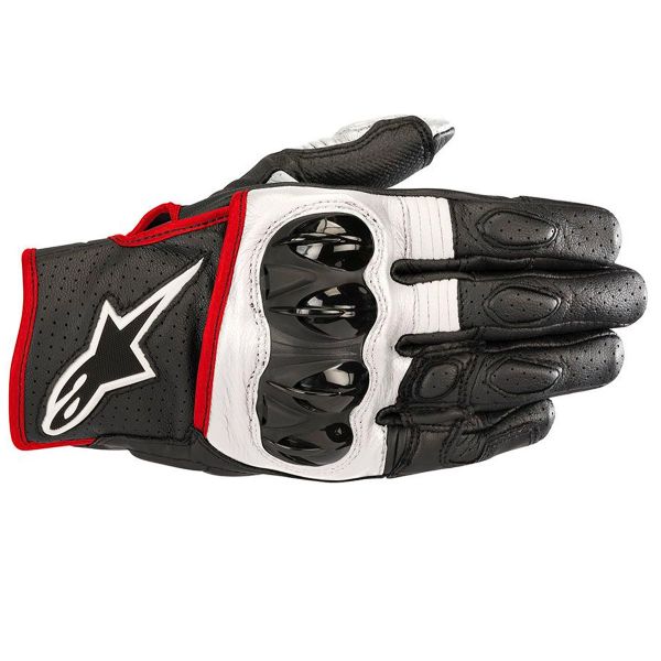 Motorcycle Gloves Alpinestars Celer V2 Leather Black White Red Fluo