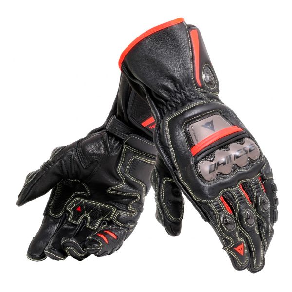 Motorcycle Gloves Dainese Full Metal 6 Black Red Fluo