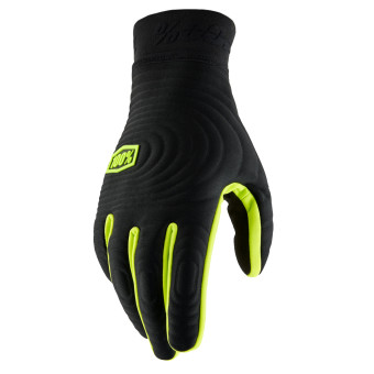 Motorcycle Gloves 100% Brisker Xtreme Black Neon Yellow