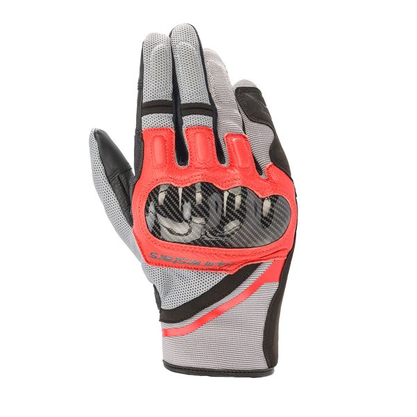 Motorcycle Gloves Alpinestars Chrome Ash Grey Black Bright Red