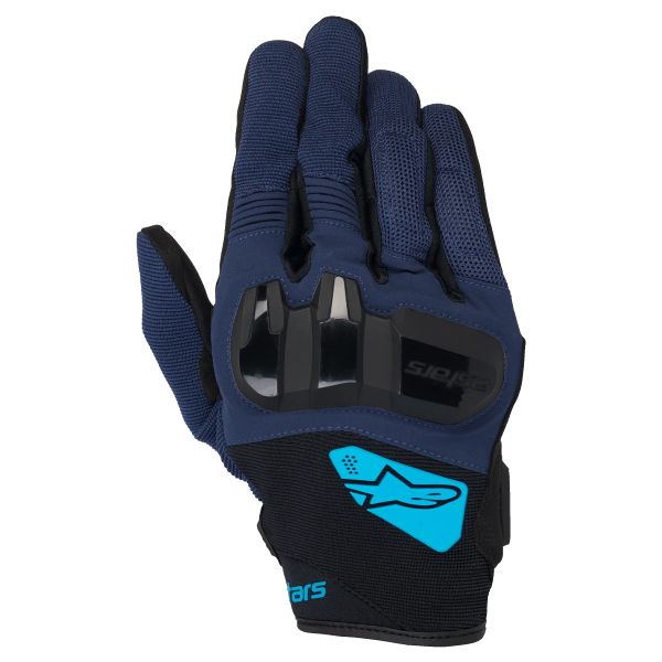 Motorcycle Gloves Alpinestars Chrome V2 Dark Blue Hawaiian Ocean