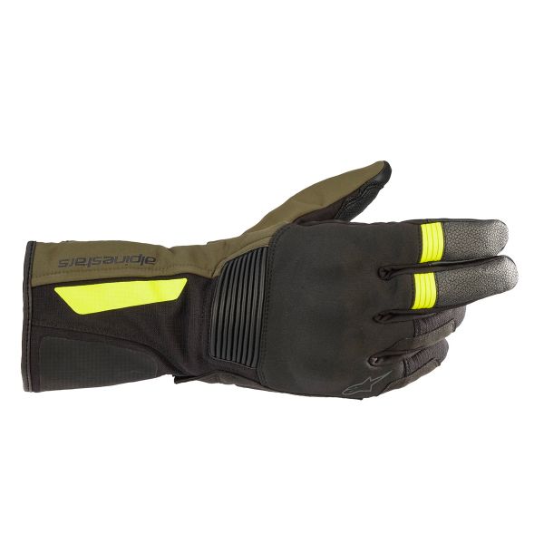 Motorcycle Gloves Alpinestars Denali Aerogel Drystar Black Forest Yellow Fluo