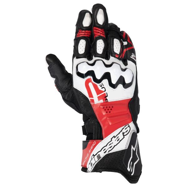 Motorcycle Gloves Alpinestars GP Plus R V3 Leather Black White Bright Red Motorcycle Gloves Alpinestars GP Plus R V3 Leather Black White Bright Red