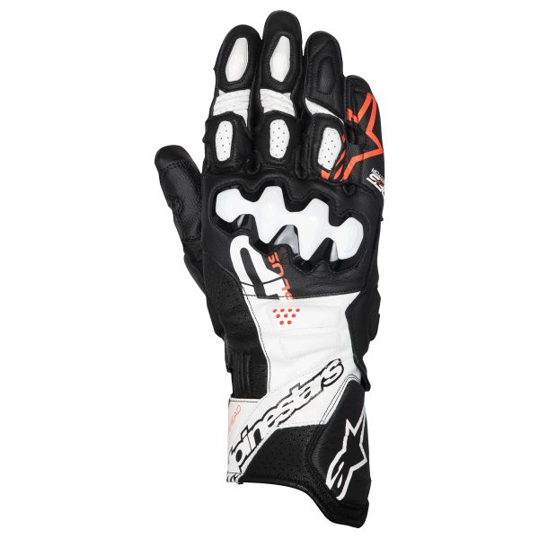Motorcycle Gloves Alpinestars GP Plus R V3 Leather Black White Red Fluo Motorcycle Gloves Alpinestars GP Plus R V3 Leather Black White Red Fluo