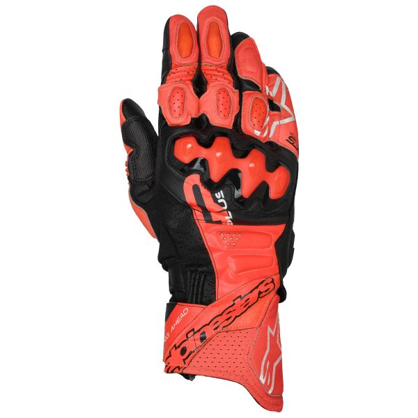 Motorcycle Gloves Alpinestars GP Plus R V3 Leather Bright Red Red Fluo Black Motorcycle Gloves Alpinestars GP Plus R V3 Leather Bright Red Red Fluo Black