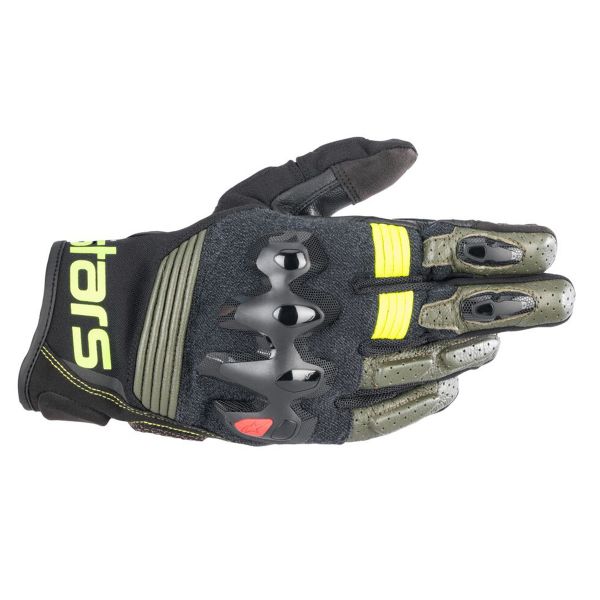 Motorcycle Gloves Alpinestars Halo Forest Black Yellow Fluo Motorcycle Gloves Alpinestars Halo Forest Black Yellow Fluo