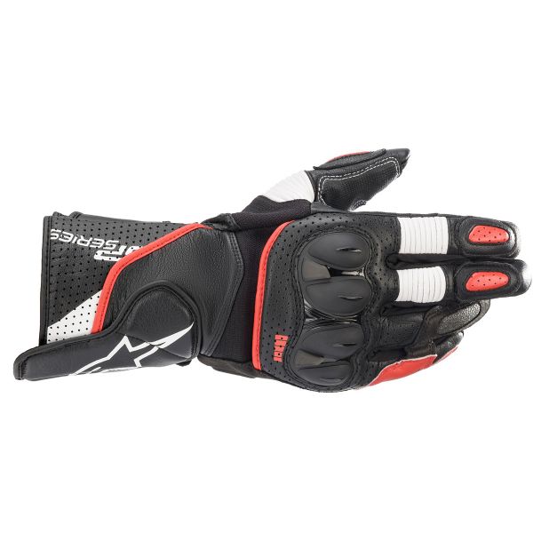 Motorcycle Gloves Alpinestars SP-2 V3 Black White Bright Red Motorcycle Gloves Alpinestars SP-2 V3 Black White Bright Red