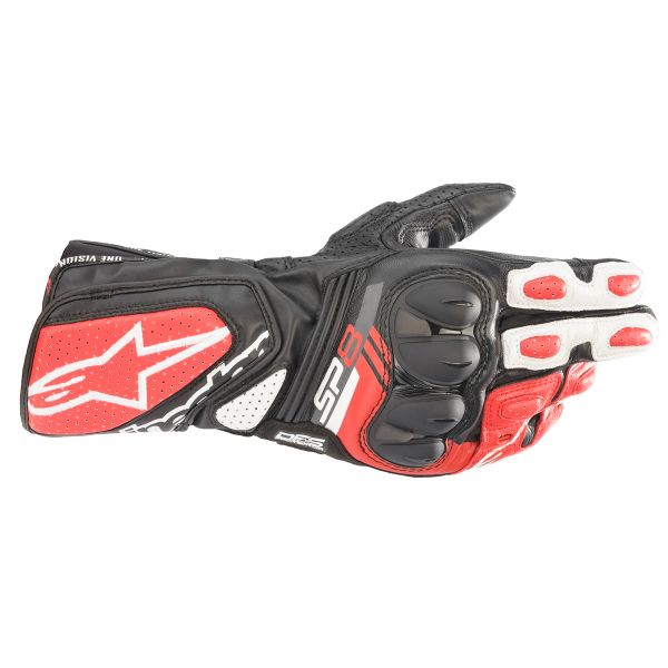 Motorcycle Gloves Alpinestars SP-8 V3 Black White Bright Red Motorcycle Gloves Alpinestars SP-8 V3 Black White Bright Red